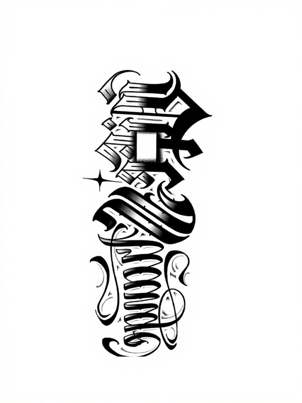 Dark Script Yarı Kalıcı Orta Boy Dövme