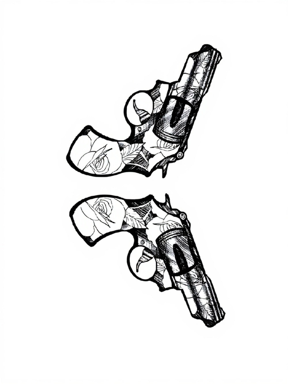Roses & Guns Yarı Kalıcı Küçük Boy Dövme