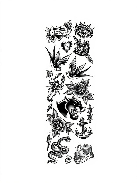 Old School Legends Yarı Kalıcı Kol Dövmesi