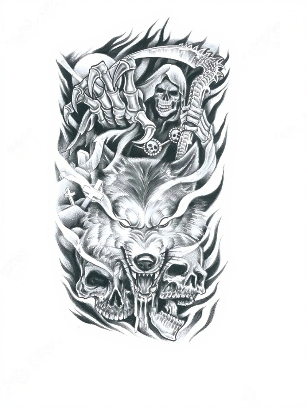 Grim Howl Yarı Kalıcı Orta Boy Dövme