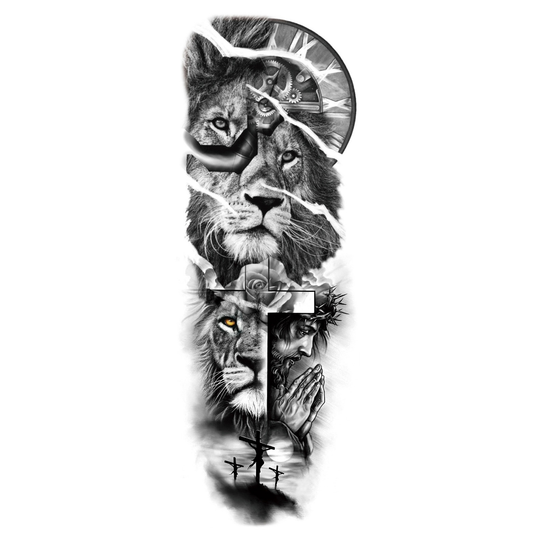 Lion of Faith Yarı Kalıcı Kol Kaplama Dövme