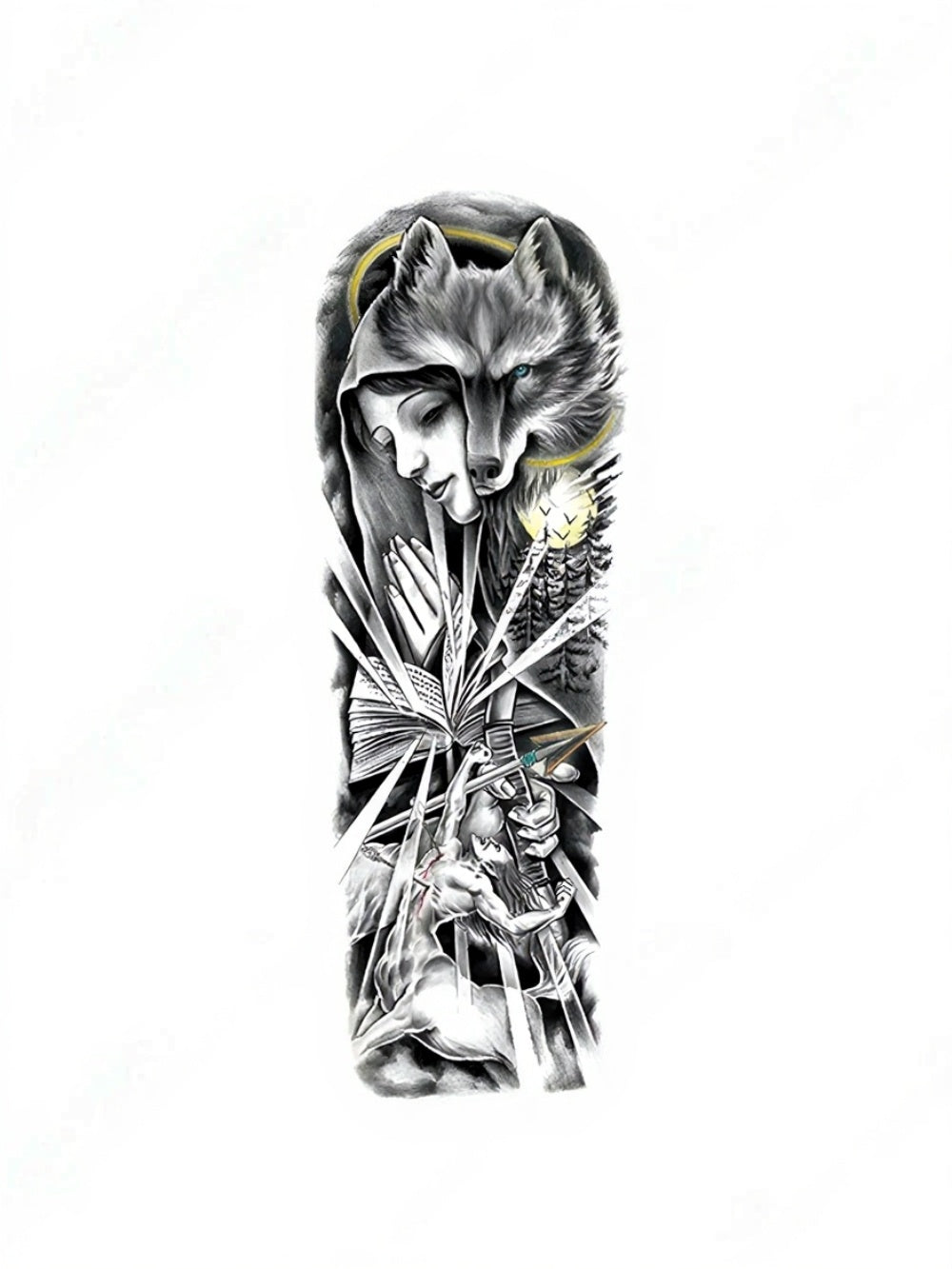 Spirit of the Wolf Yarı Kalıcı Kol Kaplama Dövme