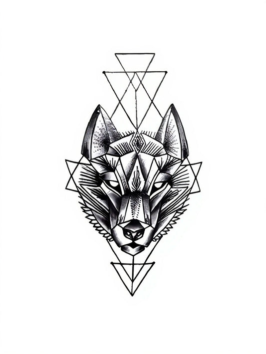 Geometric Wolf Yarı Kalıcı Küçük Boy Dövme